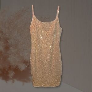 Fashion Nova Sparkling Gold Mini Dress